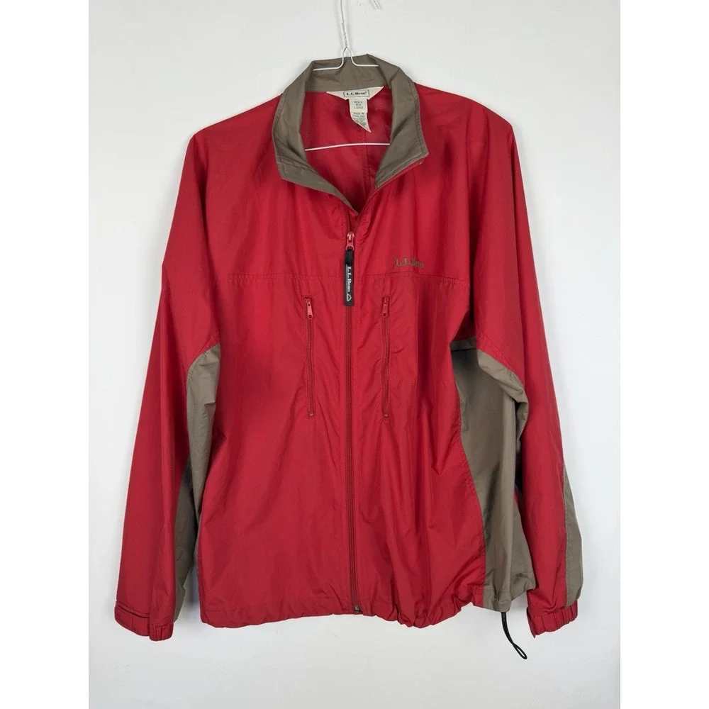 vintage L.L. Bean men's red windbreaker jacket size‎ L